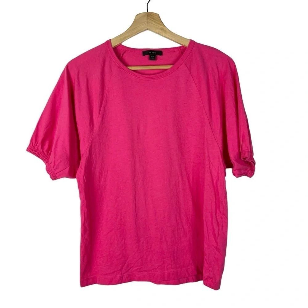 J. Crew Hot Pink Puff Short Sleeve Top XS